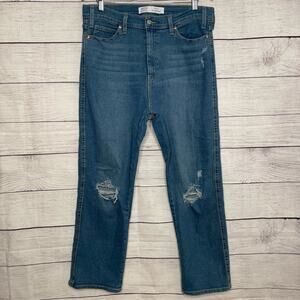 Signature by Levi Medium Wash Heritage High Rise Straight Leg Distressed Jeans